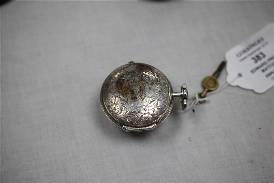 A Victorian silver triple cased keywind verge pocket watch made for the Turkish market, by Edward Prior, London,